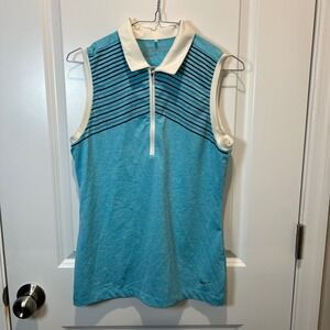 Nike Golf Tour Performance Sleeveless Polo Shirt Turquoise Dri-Fit Size S